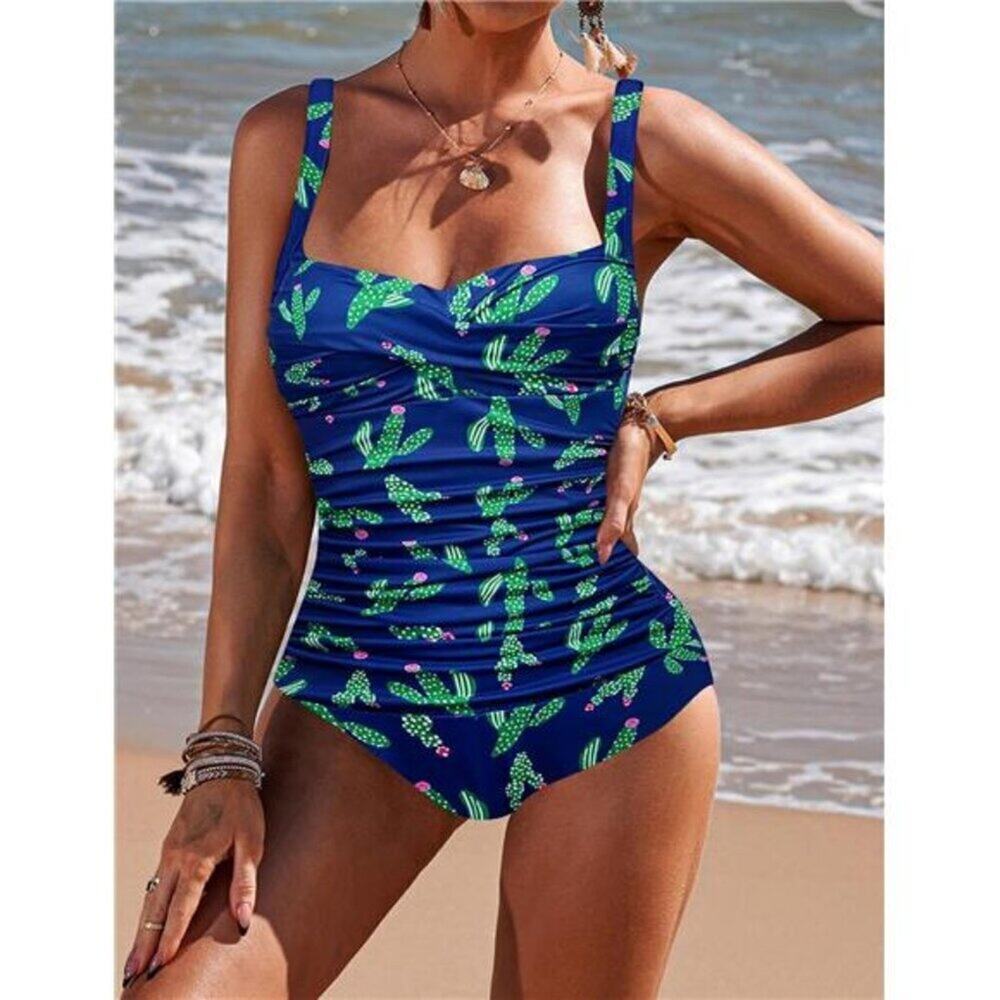 Women's One Piece Swimsuit Ruched Tummy Control Bathing Suits Vintage Style